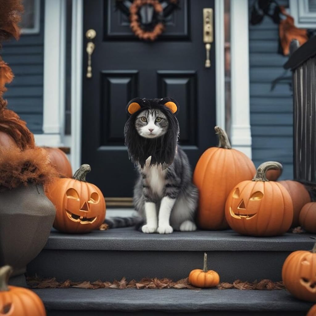 Qpets Lion Costume, Halloween Lion Mane Costume for Cat Wig for Cat Christmas Halloween Funny Headwear for Puppy, Kitten, Cat Festival Headwear Qpets Lion Costume, Halloween Lion Mane Costume for Cat Wig for Cat Christmas Halloween Funny Headwear for Puppy, Kitten, Cat Festival Headwear